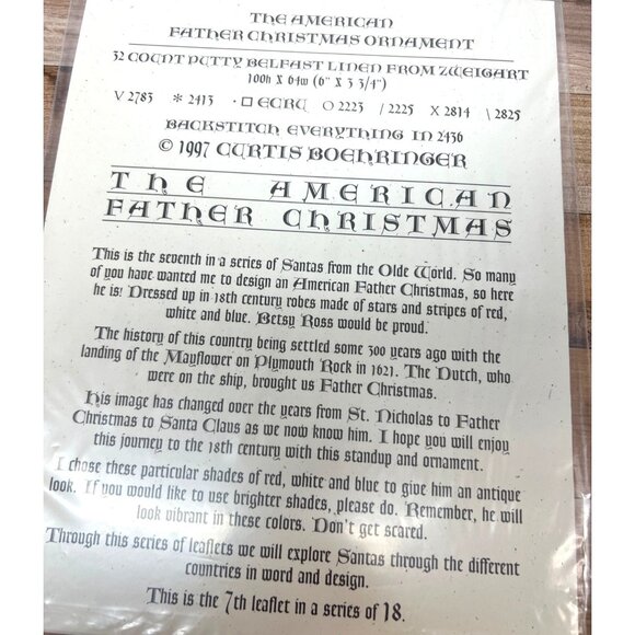 Vintage Curtis Boehringer American Father Christmas Cross Stitch Pattern - Picture 3 of 3